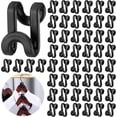 thumbnail image 1 of 150 Pcs Triangles Clothes Hanger Connector Hooks Hanger Stacker Plastic Mini Space Saving Heavy Duty Hanger Extender Clips for Organizer Closet Clothes Velvet (Black), 1 of 5