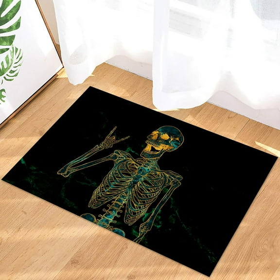Marble Line Skeleton LoveBathroom Shower Mat Doormat Non Slip,Floor Rug Absorbent Carpets Floor Mat Home Decor for Kitchen Bedroom Rug, 16"X 24"