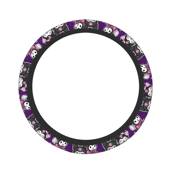 Kuromi Elastic Steering Wheel Cover Stylish Neoprene Decorative Car Accessories for Universal Auto