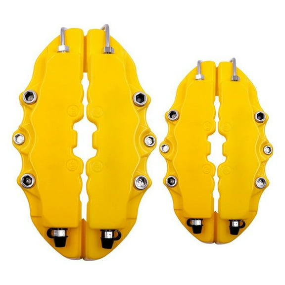 4 Pcs Yellow 3D Style Brake Caliper Covers Car Disc Front Rear Kits