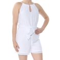 thumbnail image 3 of BAR III $79 Womens New 1057 White Swiss Dot Halter Romper M B+B, 3 of 4