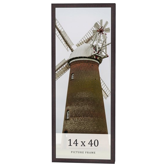14x40 Rustic Brown Real Wood Picture Frame Width 0.75 inches | Interior Frame Depth 0.5 inches |