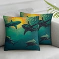 thumbnail image 3 of Fenyluxe Ocean Themed Throw Pillow Cover for Bed Sofa, Boys Shark Pillow Cover, Marine Life Underwater World Cushion Case, Blue Sea Wave Fish Decor Decorative Accent Pillow Case White, 3 of 7