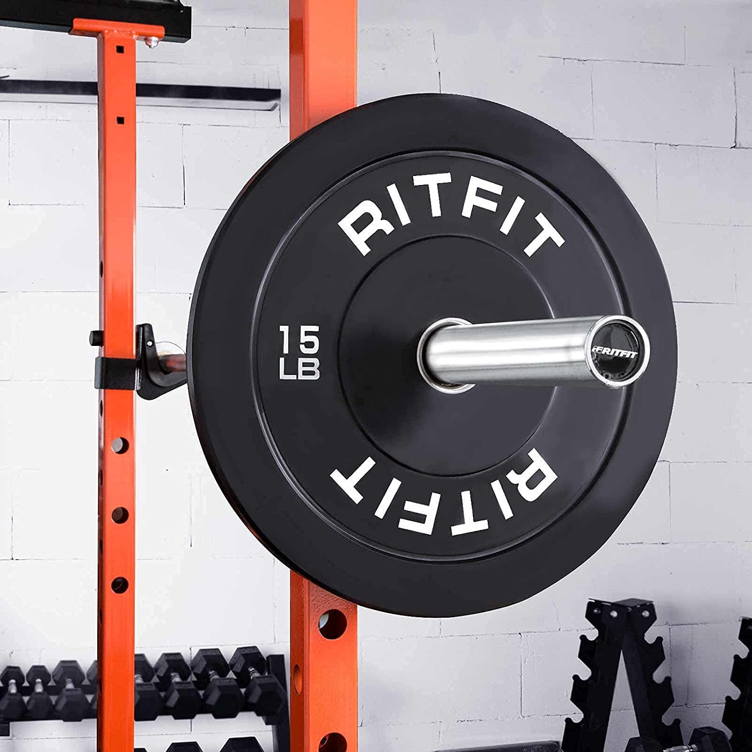 RitFit 45lb Olympic Weight Plate Set of 2, Bumper Plates With Steel Insert, Olympic Barbell Weight Plates for Gym and Home, Single, Pair