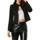 thumbnail image 1 of Chaqueta de motociclista recortada con cremallera y cuello alzado de ante sintético para mujer INSPIRE CHIC XL negra, 1 of 7