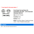 thumbnail image 2 of Front Brake Pad and Rotor Kit - Compatible with 2007 - 2010 Chevy Silverado 3500 HD 2008 2009, 2 of 2