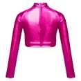 thumbnail image 2 of iiniim Girls Sequins Metallic Hip Hop Jazz Dance Crop Tops Long Sleeve Turtleneck Tank Tees Gymnastics Ballet Hot Pink 12, 2 of 6