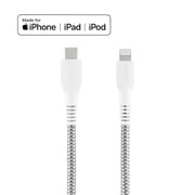 onn 6ft Lightning to USB-C Braided Charging Cable, MFI Certified, Fast Charging, White