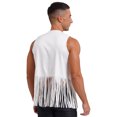 thumbnail image 4 of iiniim Mens Western Cowboy Outfit Open Front Faux Suede Tassel Vest With Hollow-out Chap Pants White XL, 4 of 7