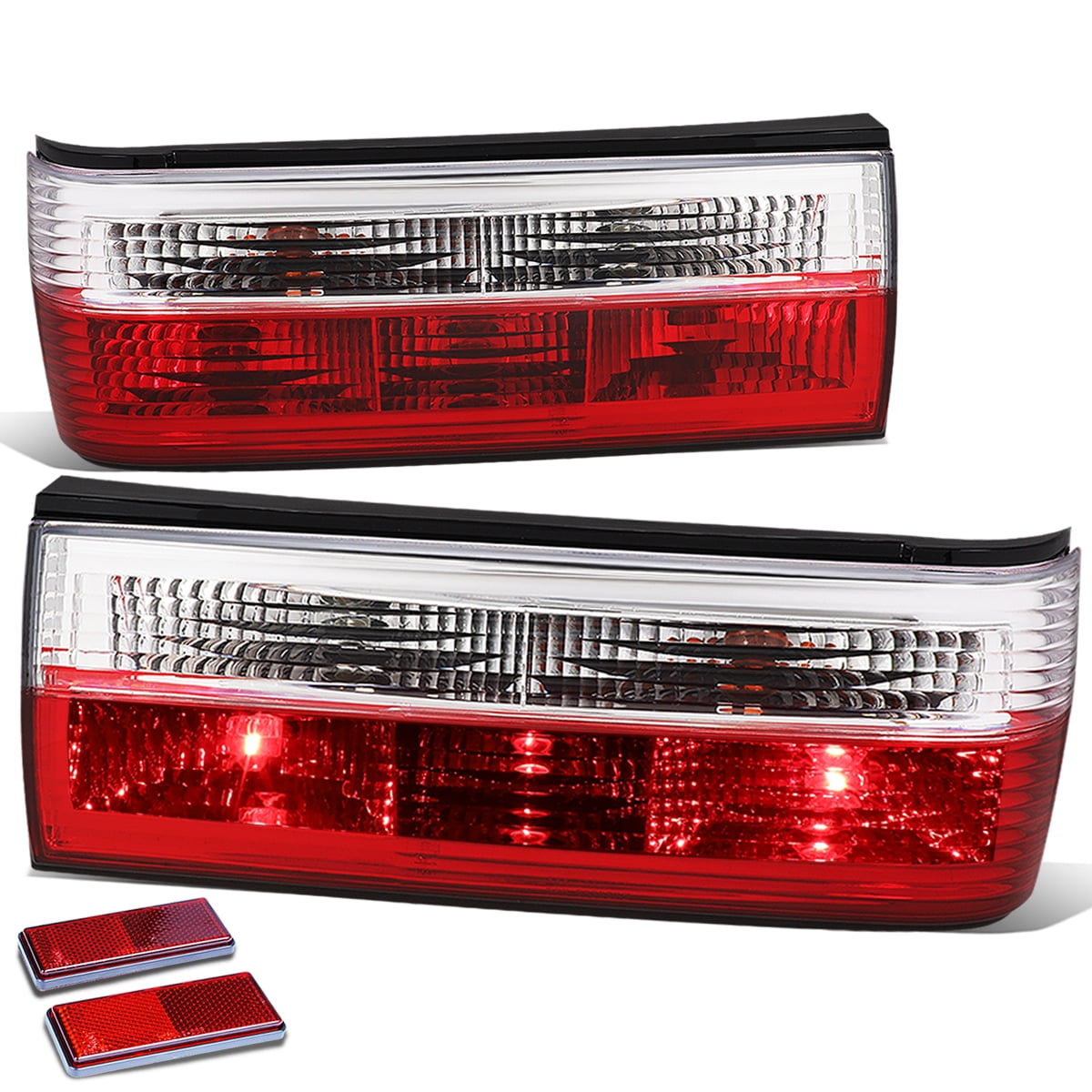 For 1988 to 1991 BMW E30 M3 325 325i 325is Pair Red/Clear Lens Rear Tail Brake Light Reverse ...