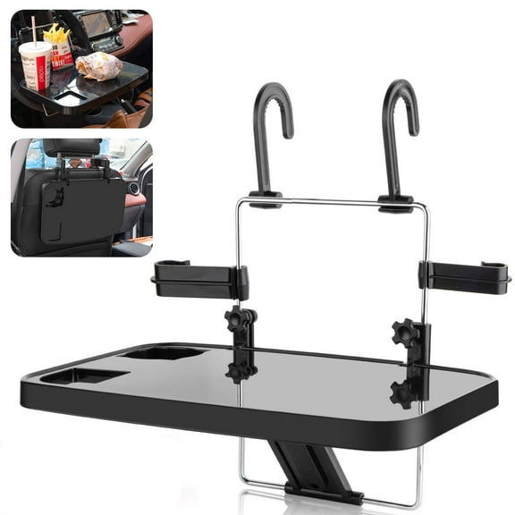 Steering Wheel & Car Seat Tray - Universal Foldable Desk for Food Dining Drink and Laptop, Hanging Car Steering Wheel Tray