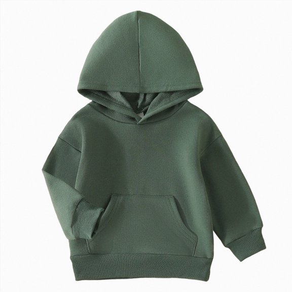 Splozh Kids Hoodies for Boys Fall Winter Toddler Boys Girls Long Sleeve Solid Color Hoodie Tops Pullover Casual Outwear for Kids Clothes,Green,12-18 Months