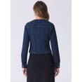 thumbnail image 3 of DARING DIVA Women's Collarless Button Down Long Sleeve Denim Jacket XL Black Blue, 3 of 6