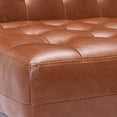 thumbnail image 3 of Noble House Voll Tufted Faux Leather Accent Chair in Cognac Brown with Rubberwood Espresso Legs, 3 of 9