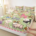 thumbnail image 4 of Homewish Chic Pet Dog Queen Sheets,Heart Floral Leopard Print Queen Sheet Sets,Green,4 Pieces,1 Flat Sheet, 1 Fitted Sheet and 2 Pillowcases, 4 of 6
