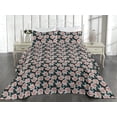 thumbnail image 2 of Ambesonne Floral Quilted Bedspread Set 3 Pcs, Night Forest Rose Blossoms, Twin, Dark Teal Blush, 2 of 4