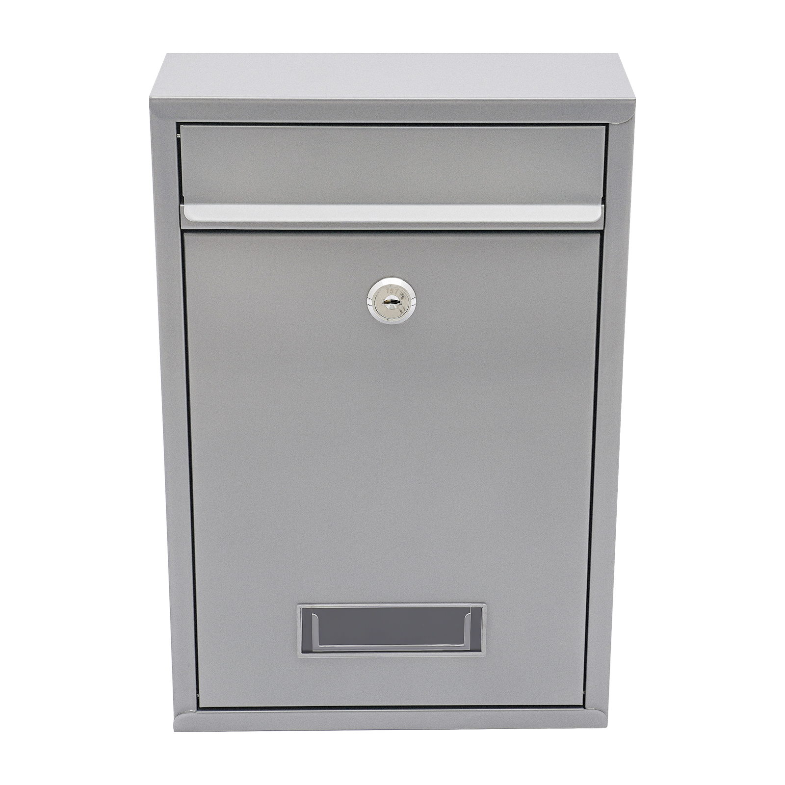 Elegant Silver Mailbox, 8.46x3.35x12.6in, Galvanized Sheet & PS, Wall-Mounted, Secure Lock with 2 Keys, Rainproof, Clear Window, Modern Design for Homes & Offices