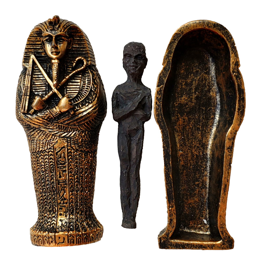 Ancient Egyptian Egypt Coffin With Mummy Figurine Resin Craft Art Decor Collect 