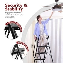 4-Step Folding Steel Ladder Stool, 330lbs Capacity with Non-Slip Pedals & Handle, (Black)