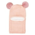 thumbnail image 3 of VNKIDY Kids Hats Children Winter Knitted Cap Boys Girls Warm Solid Color Full Face Cover Neck Gaiter Cozy Beanie Hood With Cute Pom For Cold Wear Lovely Headwear, 3 of 4