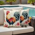 thumbnail image 4 of Pink Retro Rooster Outdoor Waterproof Pillow Covers, Farmhouse Spring Floral Decorative Square Throw Pillowcase Sofa Cushion Sham for Patio/Couch/Chair, 16"x16" 2 Pack, 4 of 8