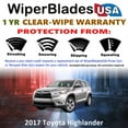 thumbnail image 2 of 2017 Toyota Highlander Beam Wiper Blades Wipers w/1yr Warranty (Set of 2) (WiperBladesUSA), 2 of 5