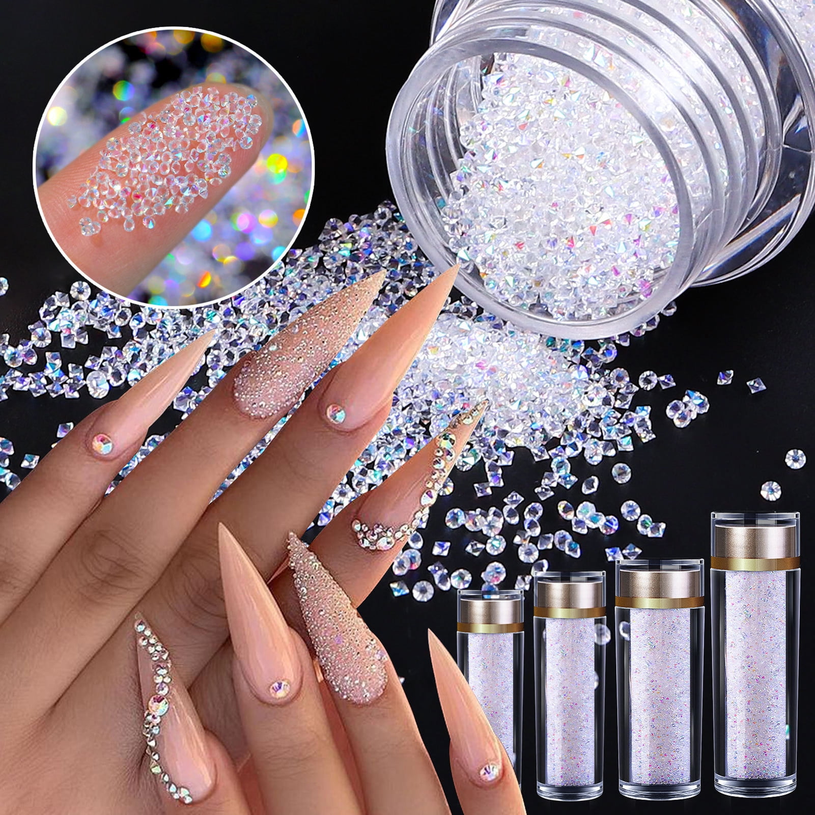 HUAQUE 1 Bottle Nail Ornament Luxury Harmless Gloss Mini Micro Rhinestone  Sand Nail Art Gems for Manicure - Walmart.com