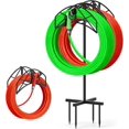 thumbnail image 7 of Garden Water Hose Holder Freestanding or Wall Mount, Metal Heavy Duty Hose Hanger Storage Stand Holds 2 Pcs 160Ft Hose for Outside Yard Lawn Farm with 90° Rotatable Hook for Storing Faucets, 7 of 7