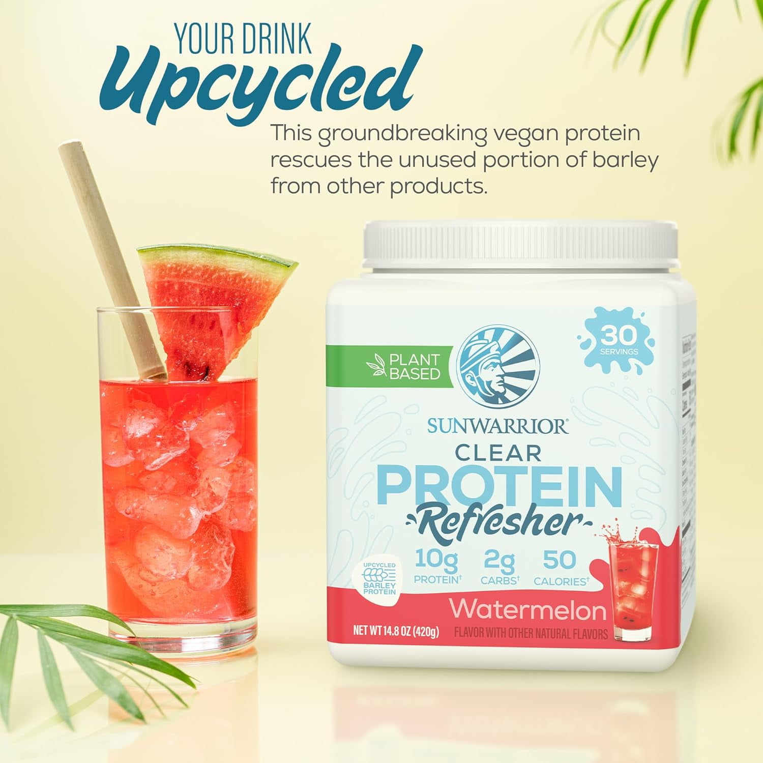 Sunwarrior Vegan Hydration Clear Protein Powder Water Mix, Watermelon, 14.8 oz