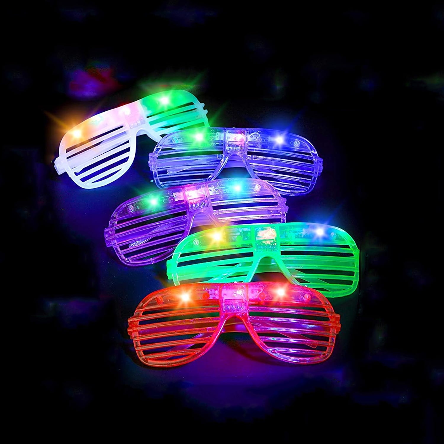 Mosie LED Lights Glasses 12 Pack Glow Glasses Neon Party Supplies Battery Powered in Assorted Colors in the Dark Party Supplies Pack 