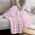thumbnail image 3 of Pink Blanket Soft Cozy Warm Throw Blanket for Couch, Plush Fuzzy Flannel Fleece Blankets for Sofa, Country French Rustic Buffalo Plaid Modern Art Bed Blankets Lightweight Gifts for Women, 50"x60", 3 of 9