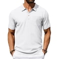 thumbnail image 2 of GrmtClth Men's Polo Shirt with Chest Pocket Short Sleeve Solid Color Business Casual Regular Fit Classic Work Tops 2026 White XL, 2 of 7