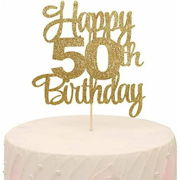 Happy 50th Birthday Cake Topper - 50th Birthday Decorations,50th Topper,50 Cake Party Decorations,50 Anniversary Decor$$Home Decor, Kitchen, & Other