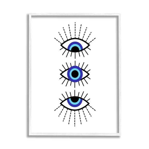 Stupell Industries Three Evil Eyes Pattern Abstract Painting White Framed Art Print Wall Art, 24 x 30