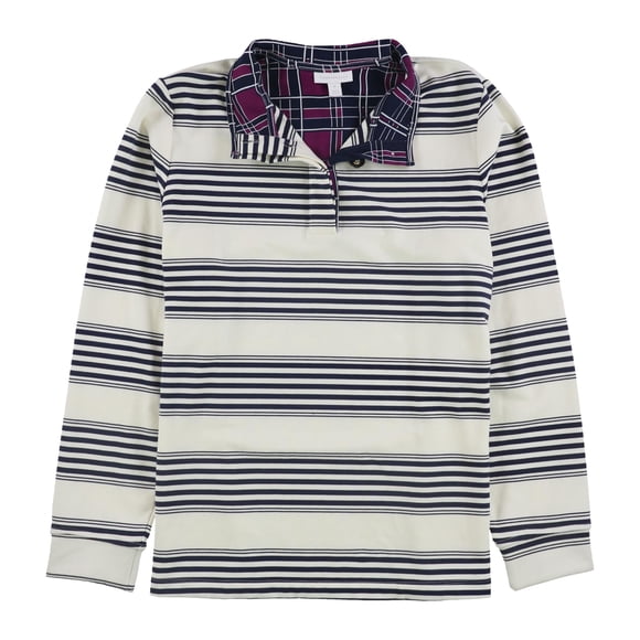 Camiseta henley de rayas para mujer Charter Club, blanco, 1X