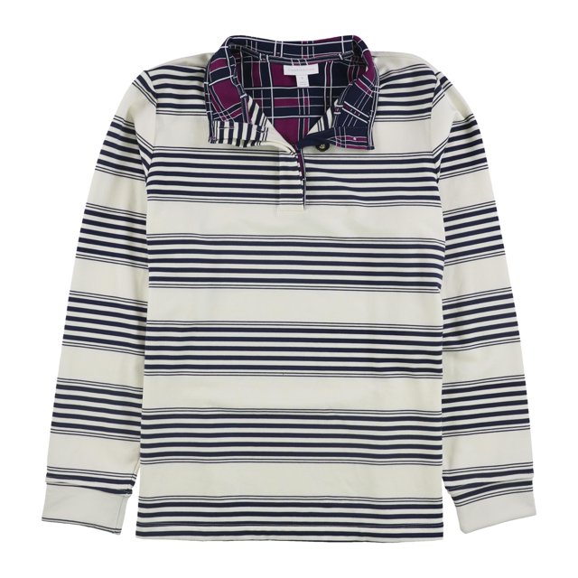 Camiseta henley de rayas para mujer Charter Club, blanco, 1X