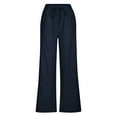 thumbnail image 5 of LEBONYARD Women's Wide Leg Trousers,Women's Fashionable and Comfortable Solid Color Semi Elastic Button Up Pants Navy S, 5 of 6