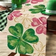 thumbnail image 5 of St Patricks Day Shamrock Table Runner, Pink Gold Lucky Clover Kitchen Dining Table Decor, Irish Spring Burlap Home Decoration Indoor Outdoor Party Supply 13 x 72 Inches, 5 of 6