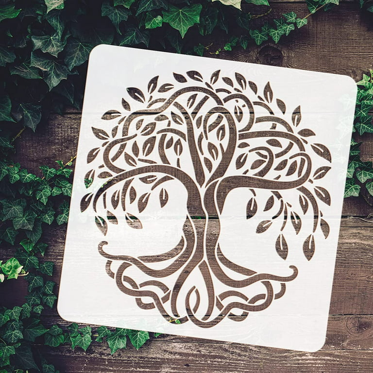 Tree Stencils Template Plastic Tree Branches Drawing Painting Stencils  Square Reusable Stencils for Painting on Wood Floor Wall and Tile 