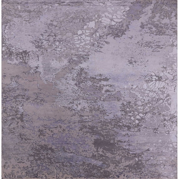 Ahgly Company Machine Washable Indoor Square Industrial Modern Purple Area Rugs, 7' Square