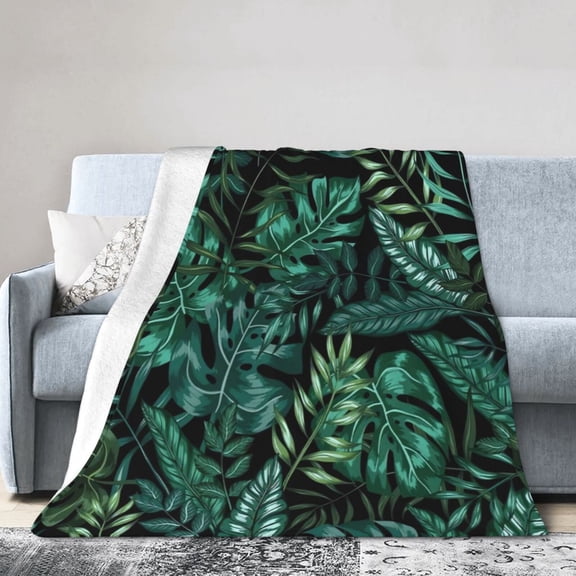 Green Leaf Blanket Gifts For Kids Adults - Lightweight Throw Blanket For Bedroom Living Room Decor Soft Fuzzy Fleece Cozy Plush Bed Couch 80"X60"