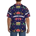 thumbnail image 5 of KLL Happy Mardi Gras Print Men's Shirt Short Sleeve Button Down Summer Cuba Beach Shirts- 4X-Large, 5 of 7