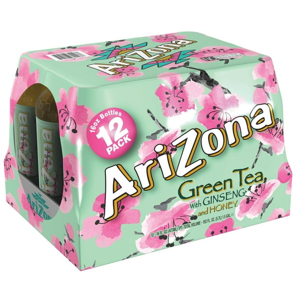 AriZona Green Tea with Ginseng and Honey - 16 Fl Oz (Pack of 12)