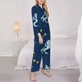 thumbnail image 3 of Lsque Space Dinosaur Pattern Long Sleeve Pajama Set for Women - Soft 2-Piece Sleepwear and Loungewear Set with Pockets, Comfy Nightwear-Large, 3 of 7