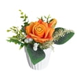 thumbnail image 1 of Rosas artificiales en maceta, plantas falsas, flores de seda novedosas en maceta en jarrón para regalo de inauguración de la casa, cafetería, sala de Naranja, 1 of 8