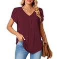 thumbnail image 5 of Camiseta de manga corta con escote en V y pétalos de verano, camiseta informal holgada con cuello en V para mujer, camiseta con mangas de pétalos y cuello en V multifuncional, 5 of 5