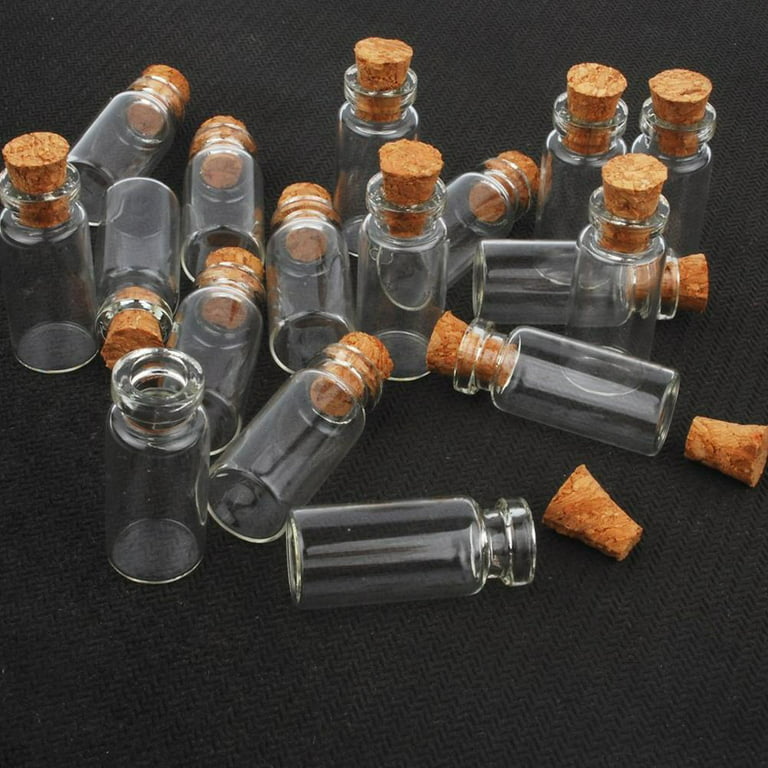 20/10pcs 1ml Glass Bottles Small Tiny Clear Glass Bottle Vials Cork with B4q5