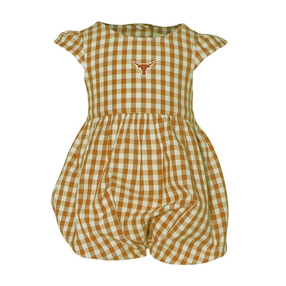 Girl's Infant Garb Burnt Orange Texas Longhorns Cara Gingham Ruffled Bodysuit