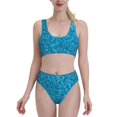 thumbnail image 2 of Picia Blue Glitter Women's High Waisted Bikini Scoop Neck Swimsuit Two Pieces Bathing Suit-XX-Large, 2 of 8