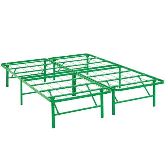 Modern Contemporary Urban Design Bedroom Full Size Platform Bed Frame, Green, Metal Steel
